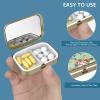 Pill Case Pill Box with Mirror Retro 2 Compartment Small Pill Case for Purse or Pocket Bronze Rectangular Pill Box or Vitamins, Fish Oil, Supplements, Pill Containe Travel GiftsWhite Blue Marble view 4