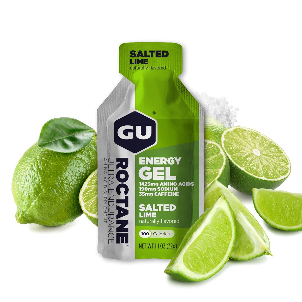GU Energy Roctane Ultra Endurance Energy Gel, On-The-Go Sports Nutrition for Running, Biking, Hiking or Skiing, Salted Lime, 24-Count