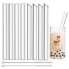 8Pcs Reusable Glass Boba Straws, 14mm Extra Wide Clear Smoothie Straws for Bubble Tea, Eco-friendly Drinking Straws with cleaner brush, Box Pack view 1