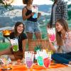 Patelai 24 Sets Drink Pouches with Straws Drink Pouches for Adults Alcohol Reusable Smoothie Juice Bags Reclosable Alcohol Bags for Adults Summer Beach Party Supplies (Bright Colors,6 Styles) view 4