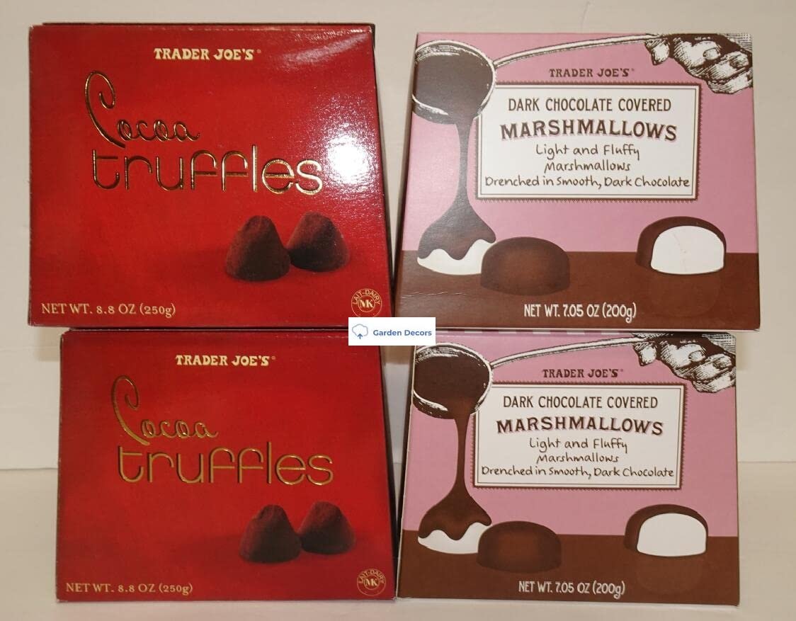 Trader Joes Cocoa Truffles & Dark Chocolate Covered Marshmallows (Four Boxes)