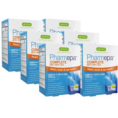 Igennus Pharmepa Complete EPA 668mg & DHA 334mg Omega-3 Fatty Acids 1000mg, IFOS Certified, rTG Form, High Potency Fish Oil Plus Omega-6 & 9 from GLA Evening Primrose Oil, Lemon Flavor, 360 Softgels