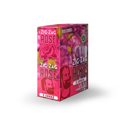 8PC DISPLAY - Zig Zag Rose Petal Pre-Rolled Cones - 3pk