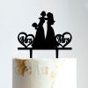 Lesbian Silhouette Wedding Cake Topper with Pet Rustic Mrs And Mrs Cake Topper Personalized Wedding Cake Topper Bride and Bride Same Sex Wedding Topper Black Acrylic, 6 Inch view 1