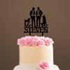 Gay Silhouette Wedding Cake Topper with Pet Mr & Mr Rustic Wreath Couple's Names Cake Topper Personalized Wedding Cake Topper Wedding Cake Topper Script Cake Toppers for Wedding Black Acrylic, 6 Inch view 4