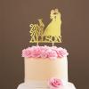 Mr And Mrs Cake Toppers for Wedding Bride And Groom with Pet Wedding Cake Topper Couple Silhouette Custom Wedding Cake Topper Anniversary Cake Toppers Gold Glitter Wood, 6 Inch view 1