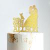 Mr And Mrs Cake Toppers for Wedding Bride And Groom with Pet Wedding Cake Topper Couple Silhouette Custom Wedding Cake Topper Anniversary Cake Toppers Gold Glitter Wood, 6 Inch view 4