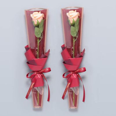 100 Pcs Clear Gold Edge Rose Packaging Bag Single Rose Packaging Bag, Waterproof Floral Wrapping Paper (red)