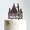 Wedding Cake Topper Lesbian Couple Silhouette with Pet Mrs. & Mrs. Wedding Cake Topper Personalized Cake Topper Two Names Topper Anniversary Cake Toppers Brown Wood, 6 Inch view 1