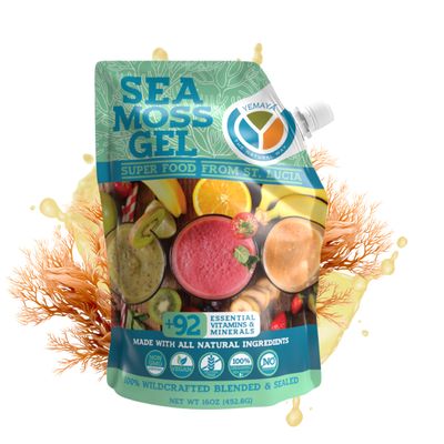 Yemay Organic Sea Moss Gel Organic Raw | Wildcrafted Seamoss Gel Enhanced with Real Fruit, Supports Immunity, Energy, Digestion, Hair, Skin & Nails | 16 oz, Natural Flavor