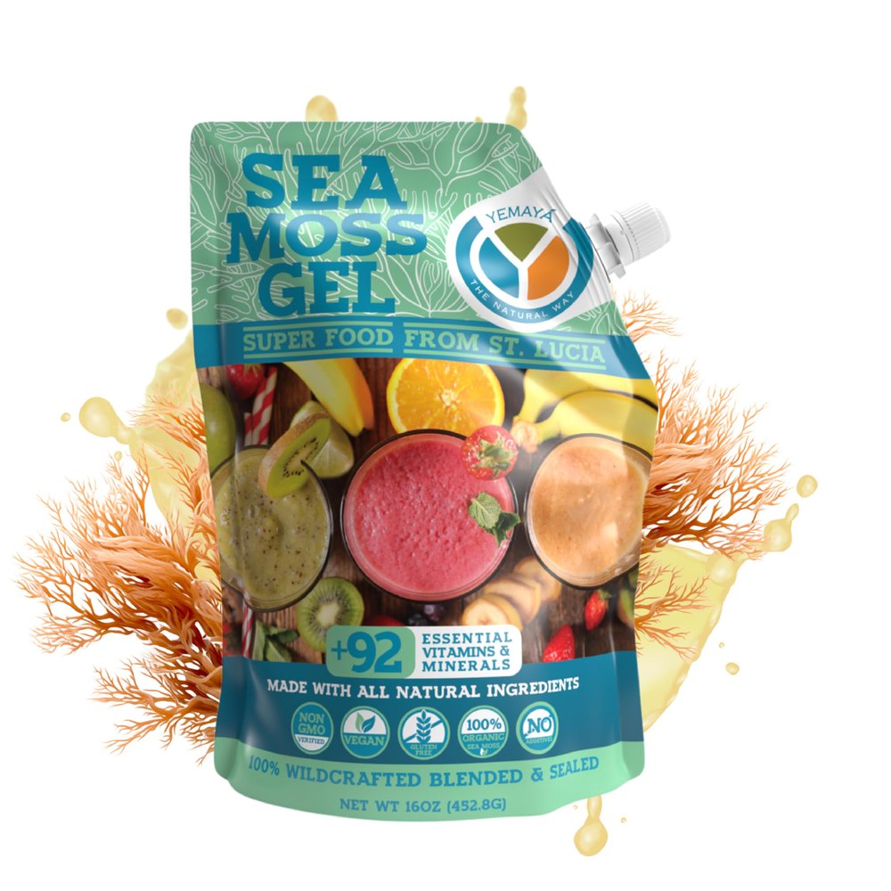Yemay Organic Sea Moss Gel Organic Raw | Wildcrafted Seamoss Gel Enhanced with Real Fruit, Supports Immunity, Energy, Digestion, Hair, Skin & Nails | 16 oz, Natural Flavor