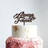 Always & Forever Brown Wood Wedding Cake Topper Mr And Mrs Cake Topper Gold Monogram Wedding Cake Topper Personalized Family Wedding Cake Topper Funny Cake Toppers for Wedding view 4