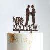Love Gay Silhouette Cake Topper with Pet Mr And Mr Cake Topper Custom Cake Topper Marriage Equality Cake Topper Funny Cake Toppers for Wedding Brown Wood, 6 Inch view 1