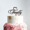 Finally Brown Wood Wedding Cake Topper Mr And Mrs Engagement Cake Topper Gold Cake Topper for Wedding Family Wedding Cake Topper Anniversary Cake Toppers view 4