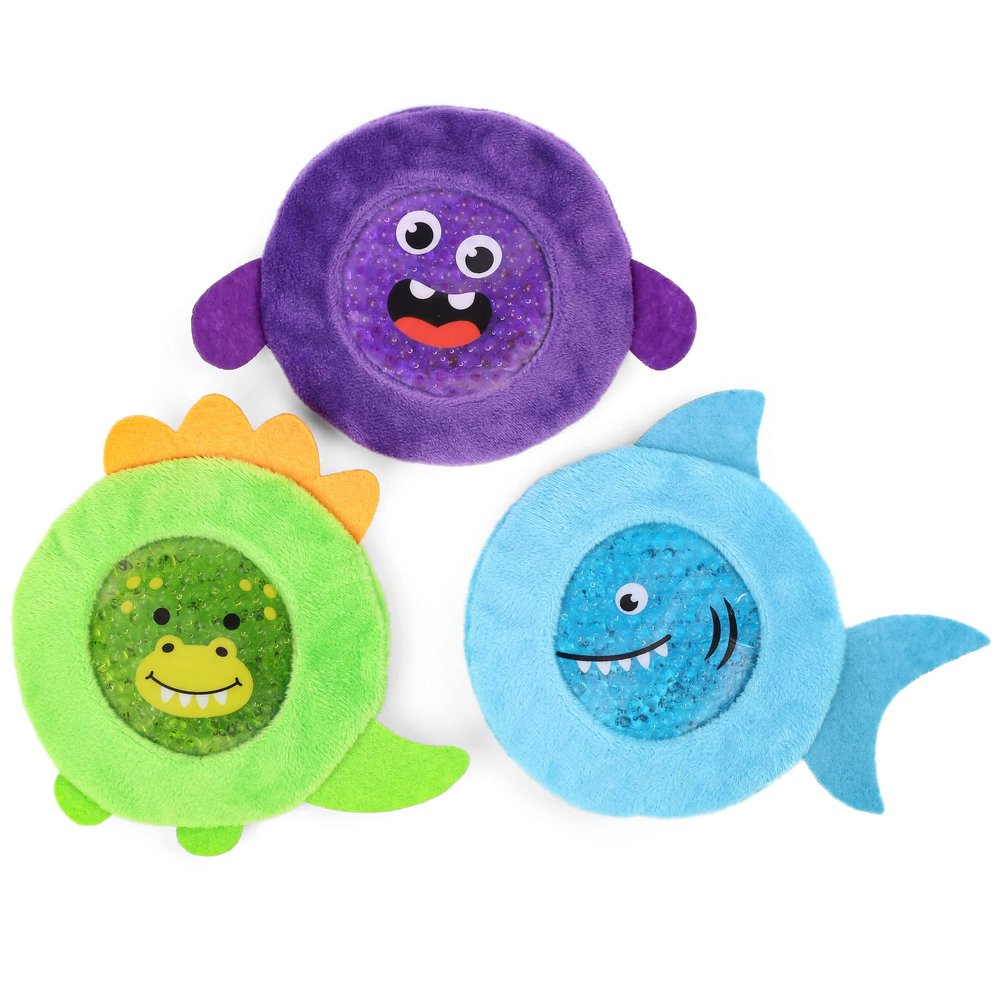 LotFancy Kids Ice Packs for Boo Boos, 3 Pack, Reusable Hot Cold Packs with Cute Plush Sleeves, Small Round Gel Pads for Injuries, Headache, Fever, Wisdom Teeth, Pain Relief, 4.75