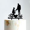 Gay Silhouette Wedding Cake Topper with Pet Rustic Mr And Mr Cake Topper Custom Wedding Cake Topper Two Names Topper Funny Cake Toppers for Wedding Black Acrylic, 6 Inch view 1