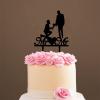 Gay Silhouette Wedding Cake Topper with Pet Rustic Mr And Mr Cake Topper Custom Wedding Cake Topper Two Names Topper Funny Cake Toppers for Wedding Black Acrylic, 6 Inch view 4