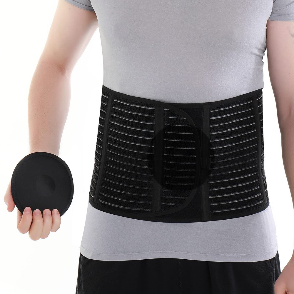 HKJD Abdominal Hernia Belt for Men & Women Plus Size, Umbilical Support for Belly Button Hernia Support, Pain and Discomfort Relief from Umbilical, Navel, Ventral and Incisional Hernias (47"-59" 2XL/3XL)