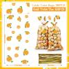 Pajean 100 Pieces Oranges Party Little Cutie Baby Shower Plastic Cellophane Candy Treat Bag with 100 Gold Twist Ties for Cookie Snack Thanksgiving Summer Themed Birthday Party Favor view 2