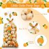 Pajean 100 Pieces Oranges Party Little Cutie Baby Shower Plastic Cellophane Candy Treat Bag with 100 Gold Twist Ties for Cookie Snack Thanksgiving Summer Themed Birthday Party Favor view 3