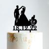 Mr And Mrs Cake Topper Bride And Groom with Pet Wedding Cake Topper Couple Silhouette Personalized Wedding Cake Topper Anniversary Cake Toppers Black Acrylic, 6 Inch view 1