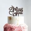 Miss You Brown Wood Wedding Cake Topper Mr And Mrs Cake Topper Gold Cake Topper for Wedding Personalized Wedding Cake Topper Script Cake Toppers for Wedding view 4