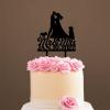 Mr And Mrs Cake Topper Bride And Groom with Pet Wedding Cake Topper Couple Silhouette Custom Cake Topper Personalized Name Funny Cake Toppers for Wedding Black Acrylic, 6 Inch view 4