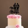 Gay Silhouette Wedding Cake Topper with Date with Pet Mr And Mr Wedding Cake Topper Family Wedding Cake Topper Groom And Groom Wedding Topper Script Cake Toppers for Wedding Black Acrylic, 6 Inch view 4