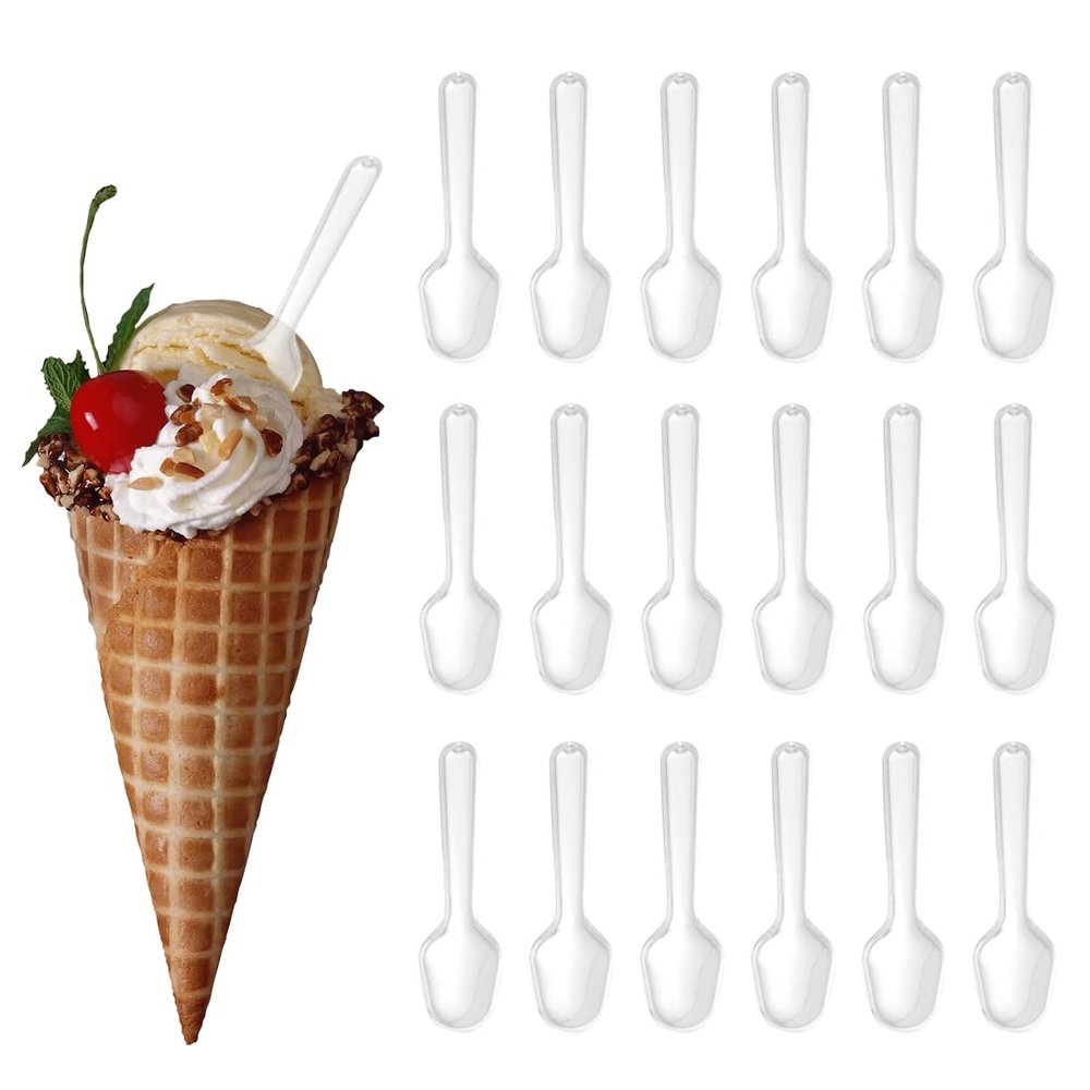500 PCS Transparent Disposable Tasting Spoons Mini Sampling Tasters Spoon for Small Cakes Ice Cream Pudding Jelly Guiling Jelly