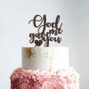 God Gave Me You Brown Wood Wedding Cake Topper Mr And Mrs Cake Topper Gold Monogram Wedding Cake Topper Personalized Custom Cake Topper Personalized Name Funny Cake Toppers for Wedding view 4