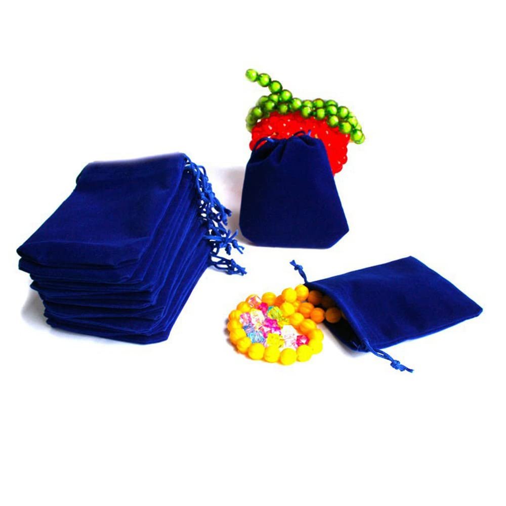 AKOAK 50 Pcs 7x9 cm Velvet Drawstring Bag, Small Jewelry Gift Display Packaging Bag, Candy Gift Bag, Party Holiday Christmas/Wedding Gift Bag (Sapphire blue)
