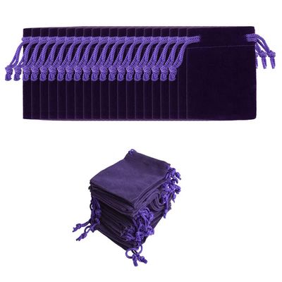 AKOAK 50 Pcs 7 x 9cm Velvet Drawstring Bag, Small Jewelry Gift Display Packaging Bag, Candy Gift Bag, Party Holiday Christmas/Wedding Gift Bag (Purple)