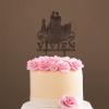 Stylish Lesbian Marriage Silhouette Wedding Cake Topper with Pet Mrs And Mrs Wedding Cake Topper Custom Wedding Cake Topper Marriage Cake Topper Funny Cake Toppers for Wedding Brown Wood, 6 Inch view 4