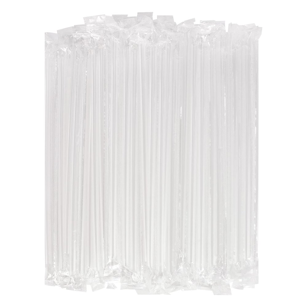 [400 Pcs] Clear Individually Wrapped Disposable Plastic Straws(7.5" longX0.23" diameter)