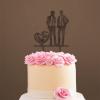 Gay Silhouette Cake Topper for Wedding with Pet Mr And Mr Cake Toppers for Wedding Personalized Cake Topper Two Names Topper Cake Topper Wedding Brown Wood, 6 Inch view 4