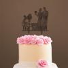 Custom Mr Mrs Cake Topper Bride And Groom with Pet Wedding Cake Topper Couple Silhouette Family Wedding Cake Topper Anniversary Cake Toppers Brown Wood, 6 Inch view 4