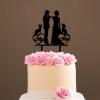 Mr & Mrs Rustic Wreath Couple's Names Cake Topper Bride And Groom with Pet Wedding Cake Topper Couple Silhouette Custom Wedding Cake Topper Cake Topper Wedding Black Acrylic, 6 Inch view 4