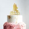 Couple Silhouette Cake Topper with Pet Wedding Mr & Mrs Cake Topper Gold Glitter Wedding Cake Topper Personalized Cake Topper Funny Cake Toppers for Wedding view 4
