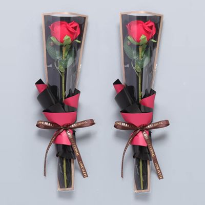 100 Pcs Clear Gold Edge Rose Packaging Bag Single Rose Packaging Bag, Waterproof Floral Wrapping Paper (black)