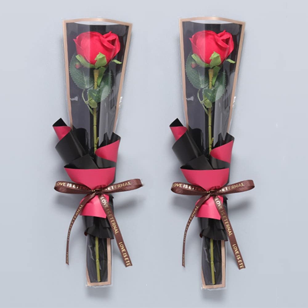 100 Pcs Clear Gold Edge Rose Packaging Bag Single Rose Packaging Bag, Waterproof Floral Wrapping Paper (black)