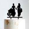 Wedding Lesbian Two Brides Silhouette Wedding Cake with Pet Mrs And Mrs Wedding Cake Topper Custom Wedding Cake Topper Marriage Equality Cake Topper Anniversary Cake Toppers Black Acrylic, 6 Inch view 1