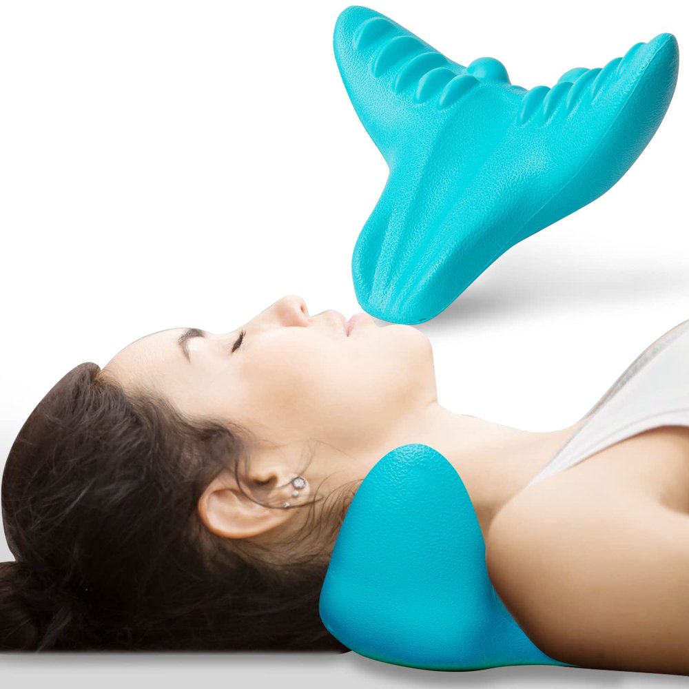 JOOWOKP Cervical Neck Traction Device, Neck and Shoulder Relaxer, Cervical Traction Device, Neck Relaxer with Massage Nodes, Headache Relief