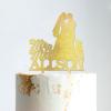 Custom Mr Mrs Cake Topper Bride And Groom with Pet Wedding Cake Topper Couple Silhouette Personalized Wedding Cake Topper Anniversary Baptism Cake Topper Gold Glitter Wood, 6 Inch view 4