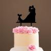 Mr And Mrs Cake Topper Bride And Groom with Pet Wedding Cake Topper Couple Silhouette Custom Cake Topper Funny Cake Toppers for Wedding Black Acrylic, 6 Inch view 4