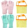 4 Pieces Window Venetian Blind Cleaner Dusting Tool, 2 Mini Blind Duster Brush 7 Finger Dusting Cleaner Tool 2 Pairs Microfiber Gloves for Shutter Air Conditioner Clean(Yellow, Teal, Pink) view 1