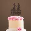 Lesbian Marriage Lesbian Couple Silhouette Cake Topper with Pet Mrs And Mrs Lesbian Wedding Cake Topper For Two Woman Personalized Wedding Cake Topper Same Sex Wedding Cake Topper Brown Wood, 6 Inch view 4