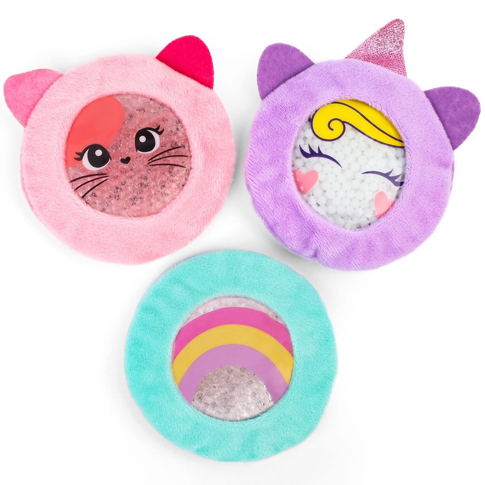 LotFancy Kids Ice Packs for Boo Boos, 3 Pack, Reusable Hot Cold Packs with Cute Plush Sleeves, Small Round Gel Pads for Injuries, Headache, Fever, Wisdom Teeth, Pain Relief, 4.75