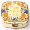 AmyZone Metal Pill Organizer Travel Friendly Portable Compact Pill Box Cute Pill Case to Hold Vitamins/Tylenol/Fish Oil/Supplements/Meds/Tablet for Purse/Pocket(Happy Go Lucky) view 2