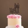 Love Gay Silhouette Cake Topper with Pet Mr And Mr Gay Wedding Cake Topper For Two Men Personalized Wedding Cake Topper Groom And Groom Wedding Topper Anniversary Cake Toppers Brown Wood, 6 Inch view 4