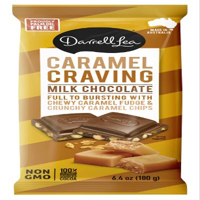 Darrell Lea Caramel Craving Premium Chocolate Bar, 100% Sustainably Sourced Cocoa, Non-GMO, Made in Australia, 6.4 Ounce